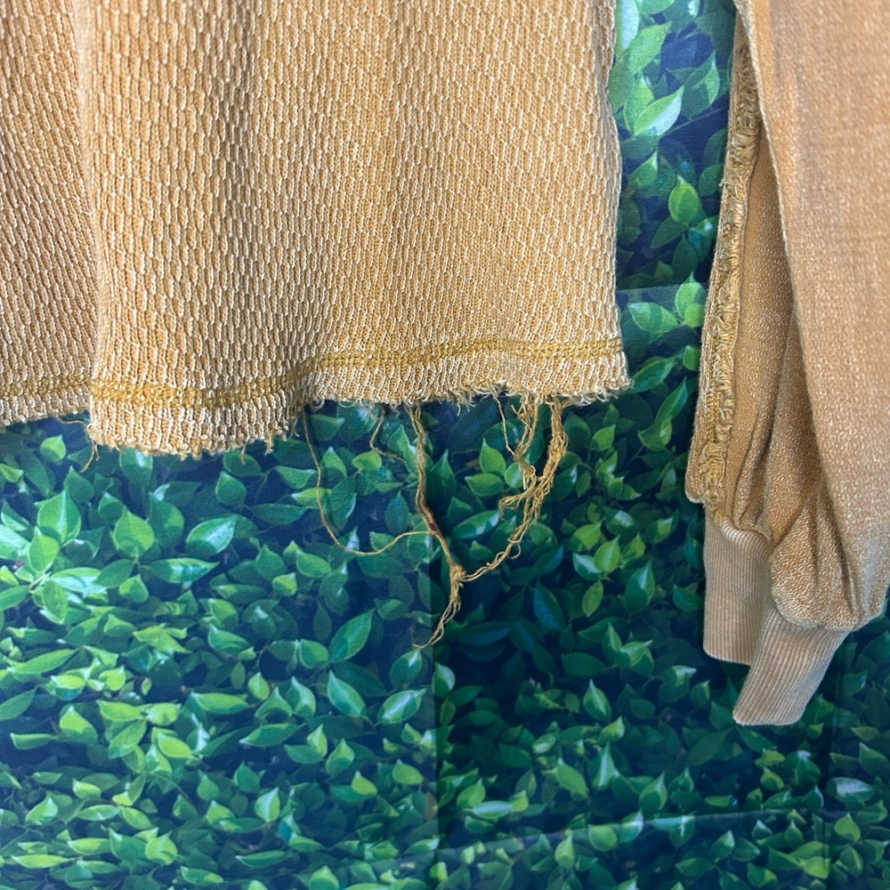 Easel Camel Textured Waffle Knit Sweatshirt - Picture 5 of 5